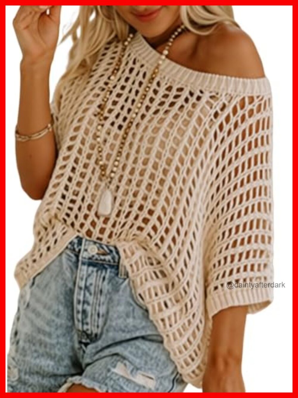 Crochet Hollow Out Knit Tops Short Sleeve Sweater Beach Coverup